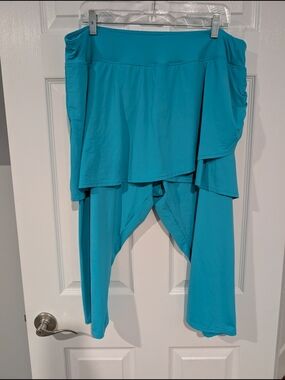 Lands' End Turquoise Blue High Waisted Flared Swim Skort w/ Capri Size 3X